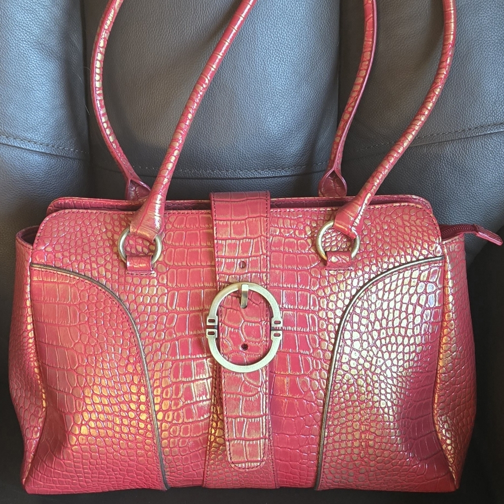 CHARLIE LAPSON EMBOSSED CROC HANDBAG